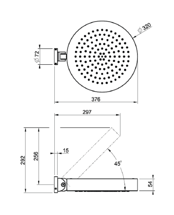 Верхний душ Gessi, Ø32 мм, с регулируемым углом наклона, для стойки 63209, 63210, цвет Brushed Brass PVD - изображение 3