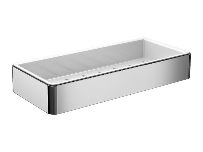 На изображении товар Полочка, Emco Loft, 220 x 36 мм, для мыльных принадлежностей, хром/белый от официального представителя в Москве