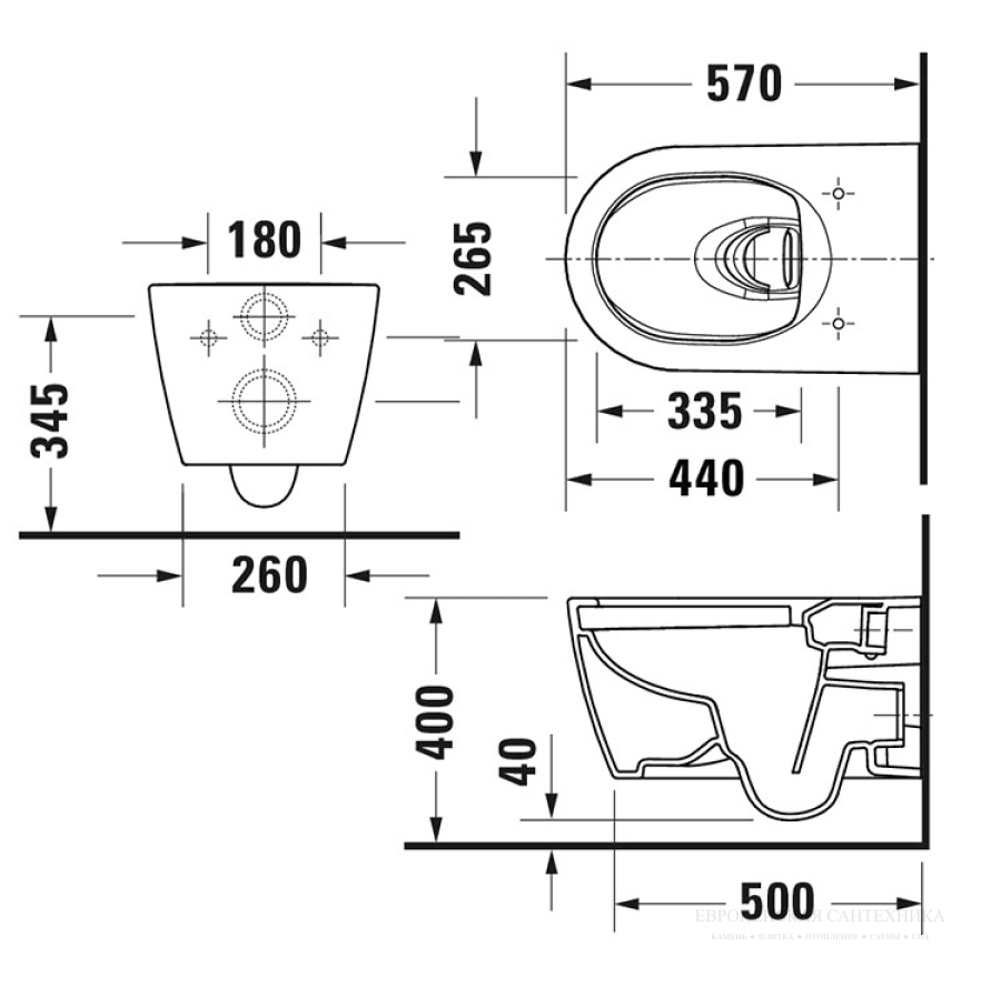 Унитаз Duravit Bento Starck Box подвесной, 370 х 570 мм, в комплекте сиденье с плавным опусканием, цвет белый матовый - изображение 5