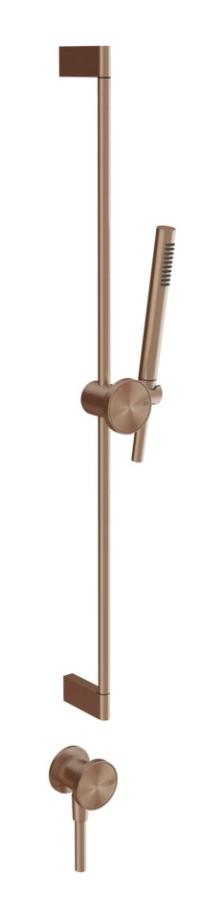 Штанга Gessi Origini, с душевой лейкой, шлангом и выводом воды, цвет Copper Brushed PVD