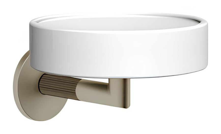 Мыльница Gessi Ingranaggio Accessories, ø115 мм, настенная, цвет White/Finox Brushed Nickel