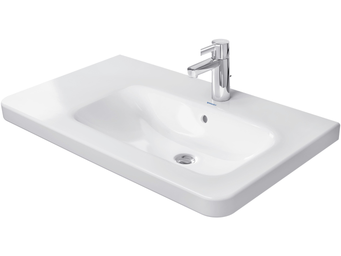 На изображении товар Раковина Duravit DuraStyle для мебели, 800х480 мм, чаша справа, с переливом, с 3-мя отверстиями под смеситель, цвет белый от официального представителя в Москве