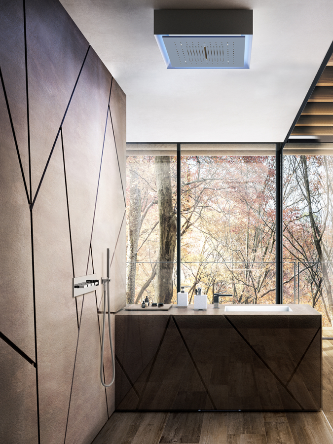 Ручной душ Gessi Rettangolo К, с шланговым подсоединением и держателем, цвет Brushed Brass PVD - изображение 1