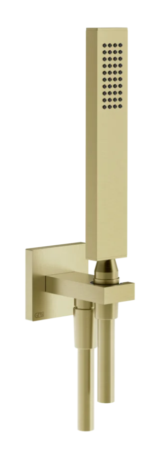Ручной душ Gessi Rettangolo К, с шланговым подсоединением и держателем, цвет Brushed Brass PVD