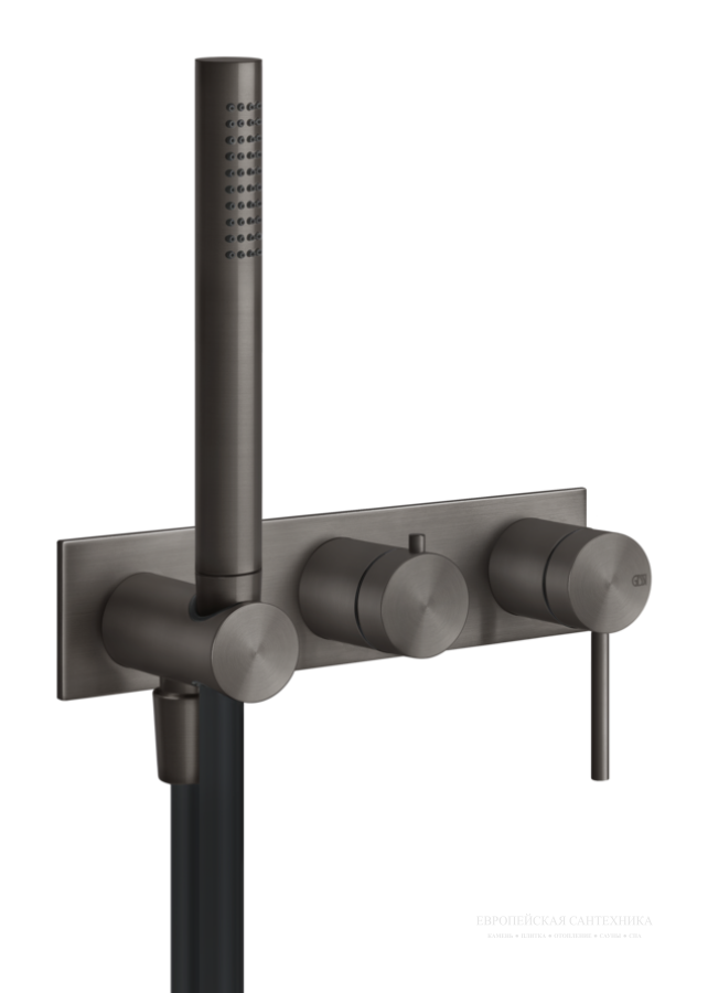 Смеситель для душа Gessi 316, встраиваемый, на 2 позиции, внешняя часть, цвет Black Metal Brushed PVD