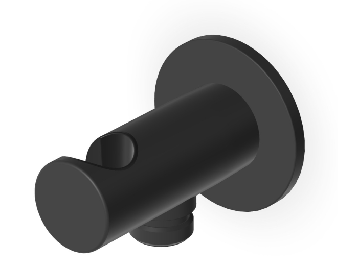 На изображении товар Шланговое подсоединение Zucchetti Shower, со встроенным держателем ручного душа, настенный, латунь, цвет чёрный матовый от официального представителя в Москве