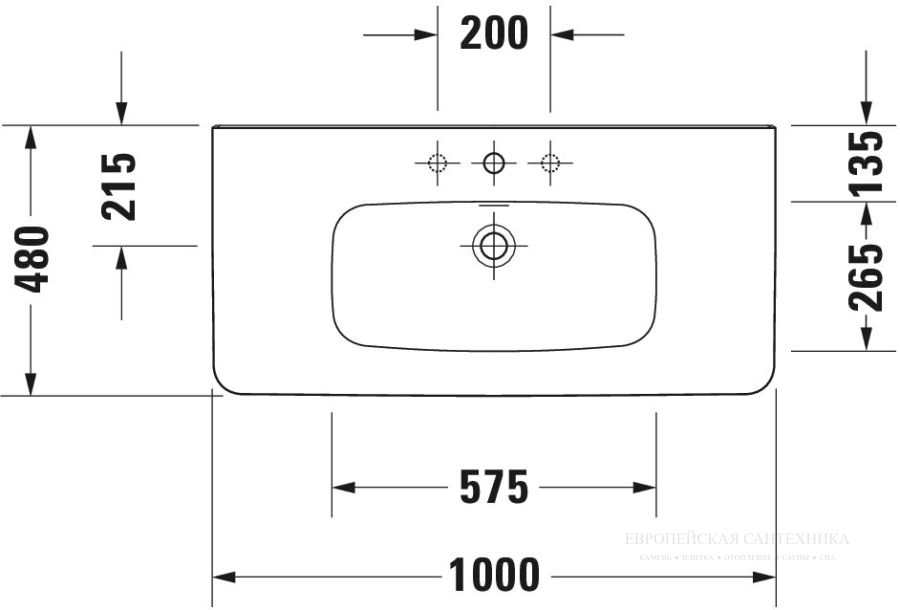 Раковина Duravit DuraStyle для мебели, 1000х480 мм, с переливом, с 1 отверстием под смеситель, цвет белый с покрытием WonderGliss - изображение 8