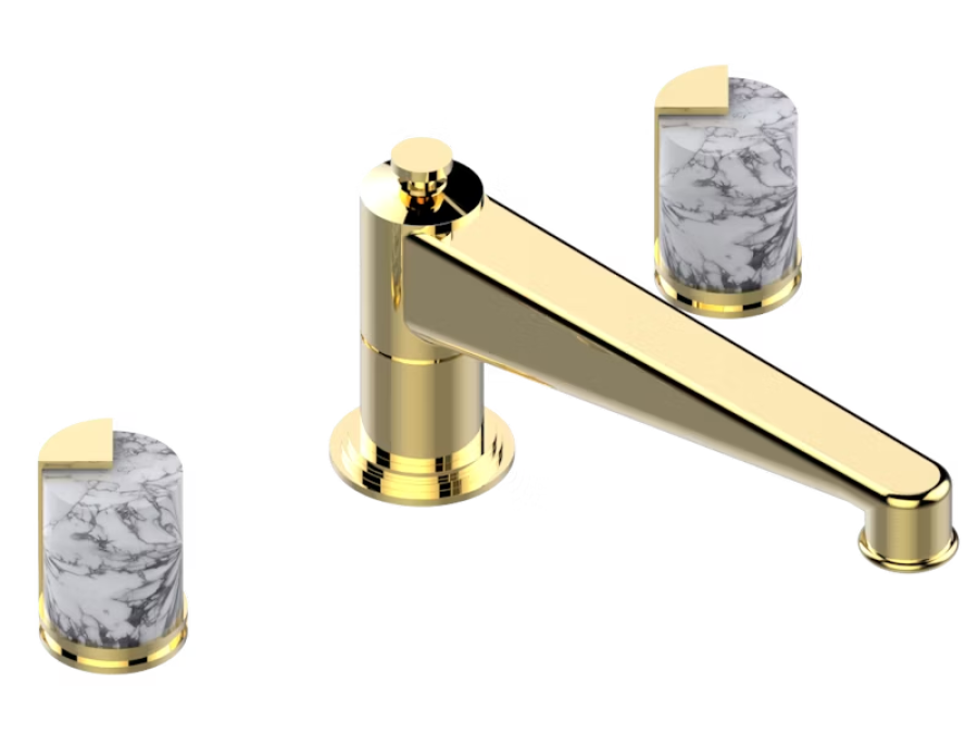 Смеситель для ванны THG Le 9 Howlite, на 3 отверстия, удлинённый излив голиаф, цвет Gold PVD