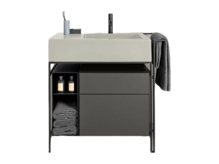 На изображении товар Элемент с 2-мя открытыми полками Cielo Narciso 190х500 мм, чёрная матовая от официального представителя в Москве