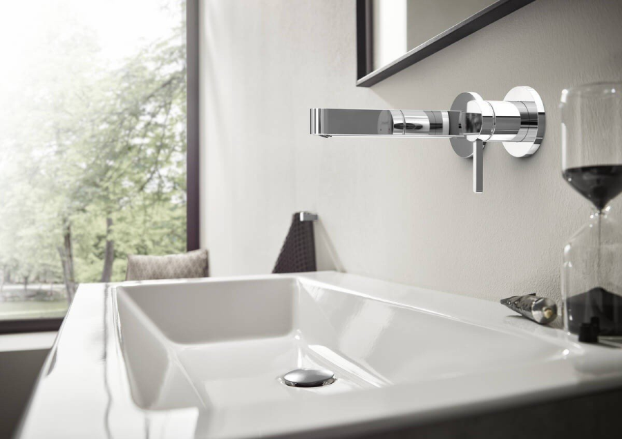 Смеситель для раковины Hansgrohe Finoris, настенный, на два отверстия, с донным клапаном, внешняя часть, цвет хром - изображение 1