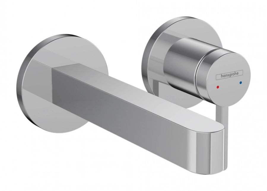 Смеситель для раковины Hansgrohe Finoris, настенный, на два отверстия, с донным клапаном, внешняя часть, цвет хром