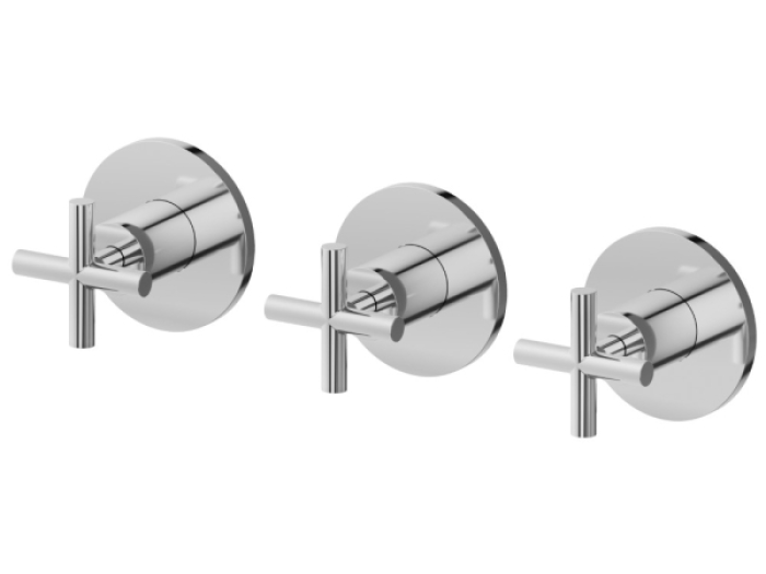 На изображении товар Cмеситель для душа Newform Blink, настенный, на 3 отверстия, с 2-х ходовым переключателем, без арт.27755, внешняя часть, цвет хром от официального представителя в Москве