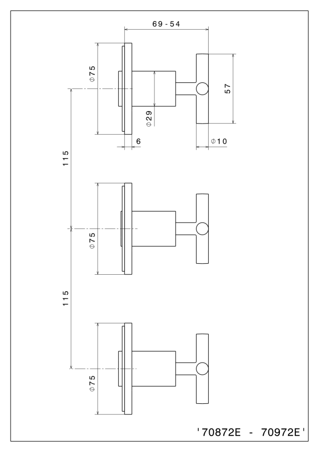 Cмеситель для душа Newform Blink, настенный, на 3 отверстия, с 2-х ходовым переключателем, без арт.27755, внешняя часть, цвет хром - изображение 1