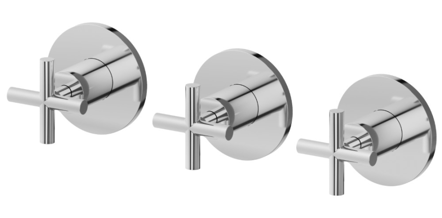 Cмеситель для душа Newform Blink, настенный, на 3 отверстия, с 2-х ходовым переключателем, без арт.27755, внешняя часть, цвет хром