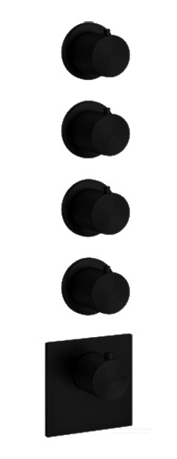 Термостат Gessi 316, встраиваемый, на 4 потребителя, цвет Matte Black