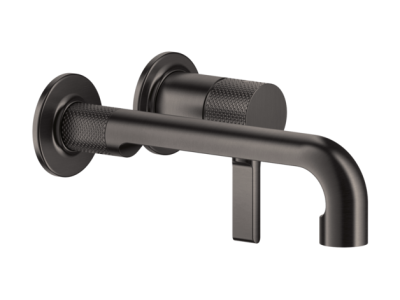 Смеситель для раковины Gessi Inciso, настенный, короткий излив, без донного клапана, встраиваемый, цвет Black Metal Brushed PVD