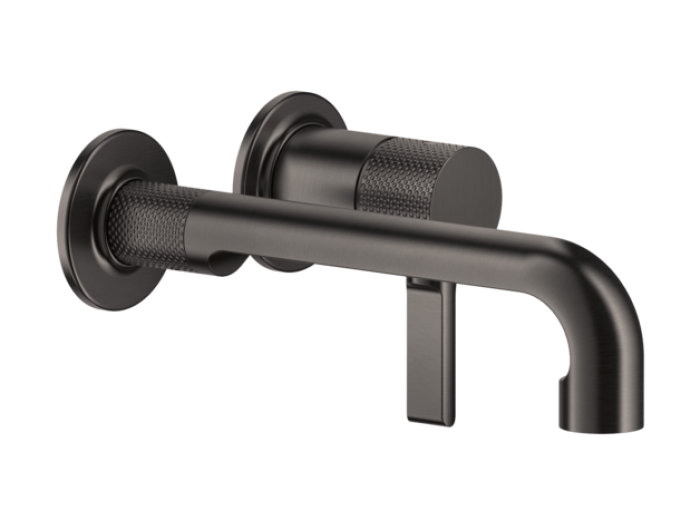 Смеситель для раковины Gessi Inciso, настенный, короткий излив, без донного клапана, встраиваемый, цвет Black Metal Brushed PVD