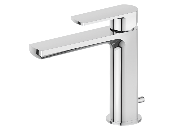 На изображении товар Смеситель для раковины Newform Haka, H165 мм, однорычажный, на 1 отверстие, донный клапан, соединительные шланги с внутренней резьбой, цвет хром от официального представителя в Москве