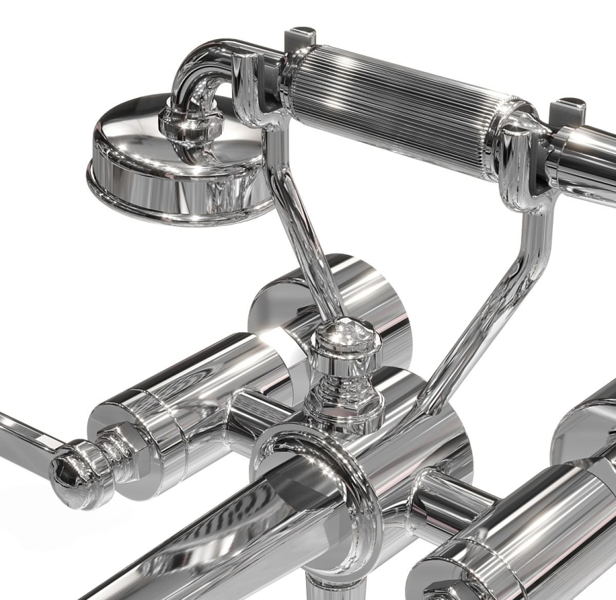 Cмеситель для ванны Gessi Venti20, на 2 отверстия, c изливом, девиатором, держателем "телефон", лейкой, шлангом, цвет Chrome - изображение 1