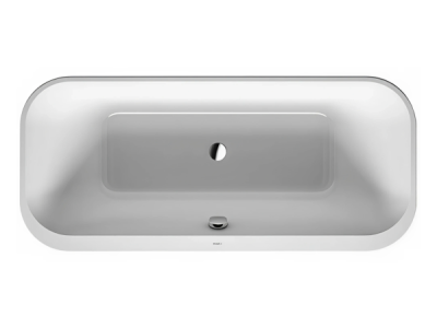 На изображении товар Ванна Duravit Happy D.2 Plus, отдельностоящая, 1800x800 мм, с двумя наклонами для спины, с акриловой панелью, цвет белый/графит супер матовый от официального представителя в Москве