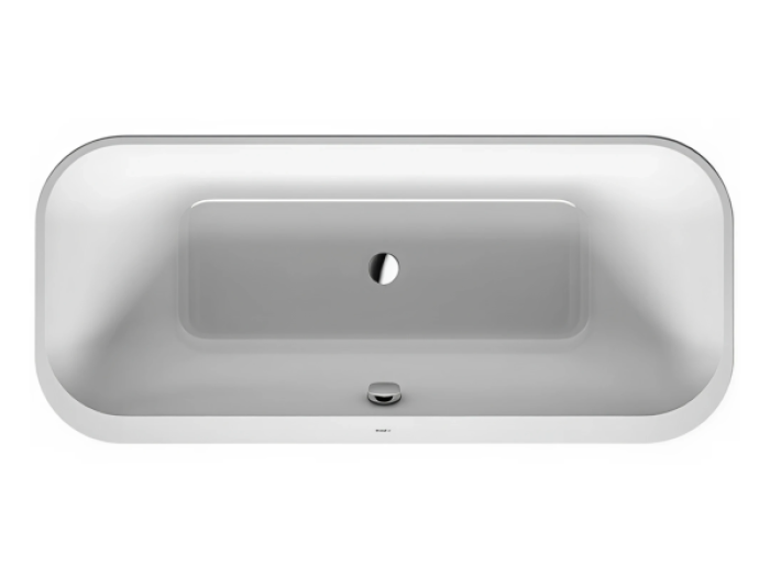На изображении товар Ванна Duravit Happy D.2 Plus, отдельностоящая, 1800x800 мм, с двумя наклонами для спины, с акриловой панелью, цвет белый/графит супер матовый от официального представителя в Москве