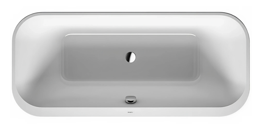 Ванна Duravit Happy D.2 Plus, отдельностоящая, 1800x800 мм, с двумя наклонами для спины, с акриловой панелью, цвет белый/графит супер матовый