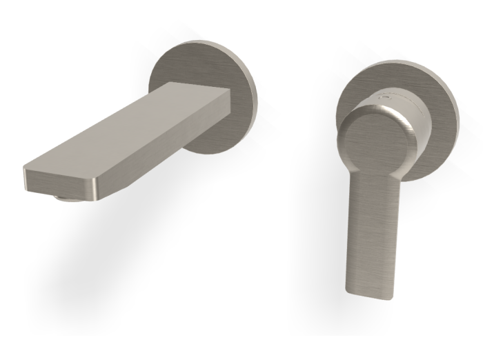 На изображении товар Смеситель для раковины Carlo Frattini Mast, настенный, с донным клапаном Click-Clack, L-167 мм, внешняя часть, цвет никель брашированный от официального представителя в Москве