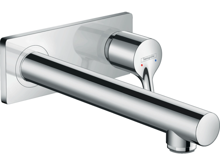 На изображении товар Смеситель для раковины Hansgrohe Talis S, однорычажный, настенный монтаж, излив 225 мм., цвет Хром от официального представителя в Москве