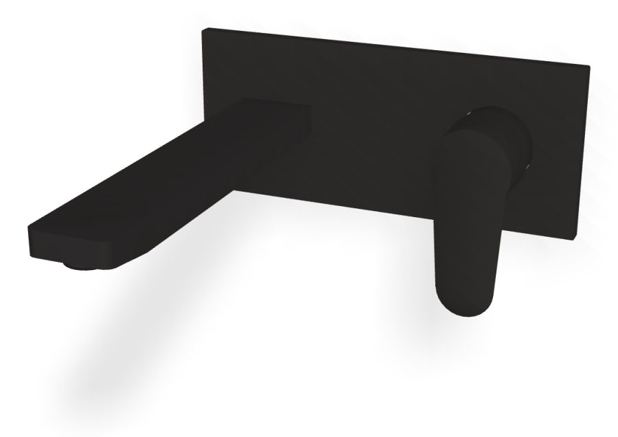 Смеситель для раковины Carlo Frattini Serie 22, настенный, однорычажный, с донным клапаном Click-Clack, излив L-217 мм, внешняя часть, цвет чёрный матовый