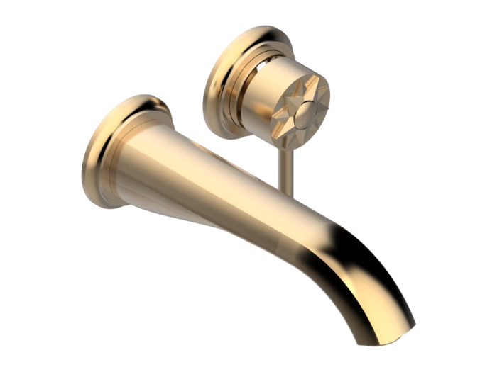 На изображении товар Смеситель THG Mille Nuits - Brume crystal, для раковины, с одним вентилем, настенный, цвет Matt Umber PVD от официального представителя в Москве