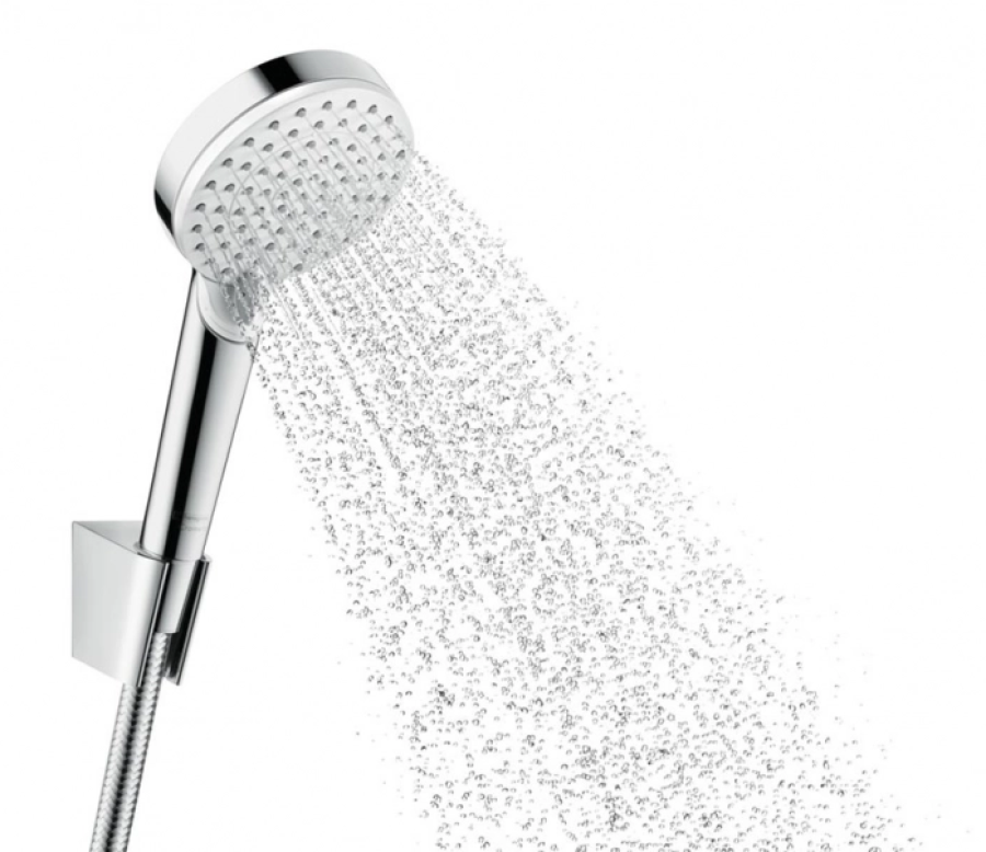 Душевой набор Hansgrohe HG Crometta Porter, настенный, лейка ручная с держателем и шлангом, цвет белый/хром - изображение 1