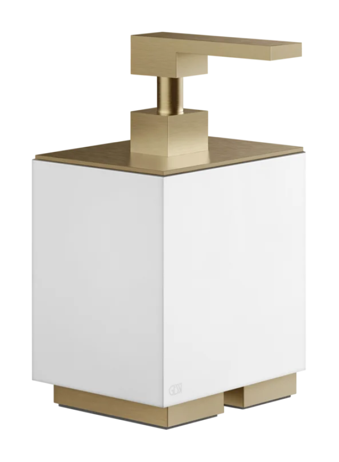 Дозатор для жидкого мыла Gessi Rettangolo, настольный, цвет White/Warm Bronze Brushed PVD