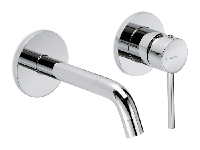 На изображении товар Смеситель для раковины Newform Xt, настенный, на 2 отверстия, вынос излива 167 мм, встраиваемый, внешняя часть, цвет хром от официального представителя в Москве