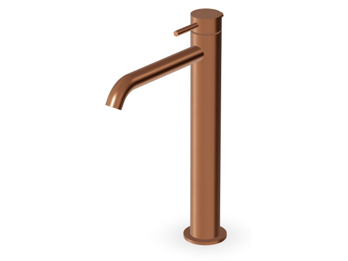На изображении товар Смеситель для раковины Zucchetti Helm, однорычажный, высокий Н. 300 мм, цвет Brushed Copper PVD от официального представителя в Москве