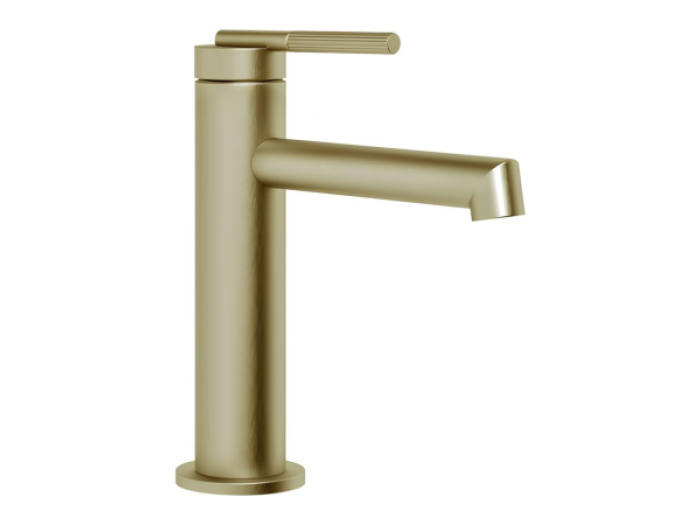 На изображении товар Смеситель для раковины Gessi Ingranaggio, без донного клапана, цвет Brushed Brass PVD от официального представителя в Москве