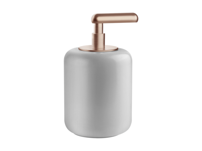 На изображении товар Дозатор Gessi Goccia, настольный, цвет White/Copper Brushed Ghrc от официального представителя в Москве