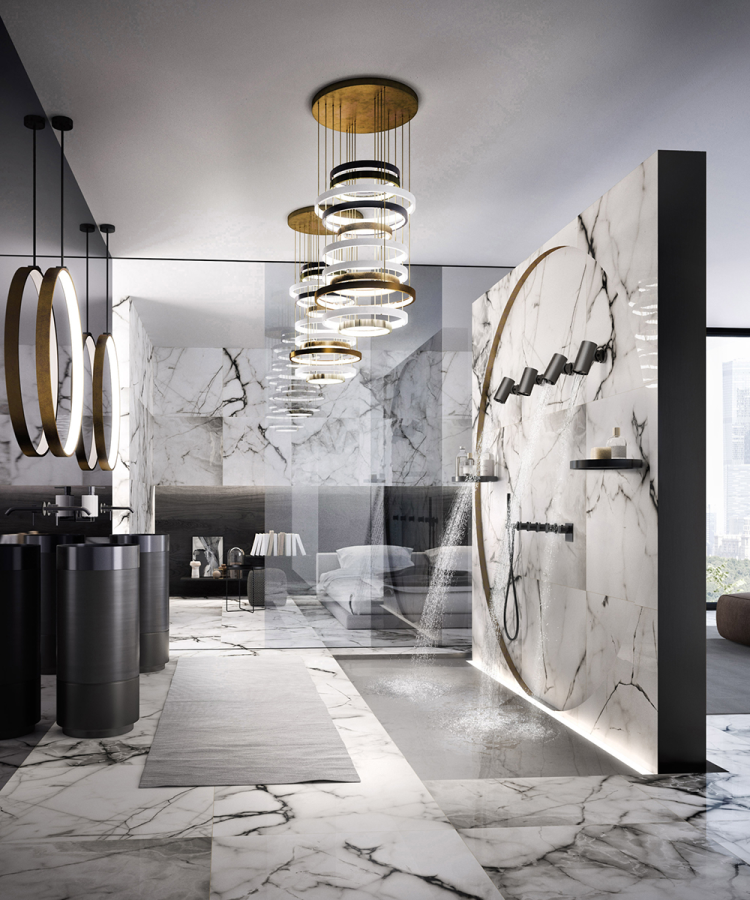 Верхний душ Gessi Spotwater316, для настенного крепления, поворотный с шарниром, функция водопад, цвет Black Metal Brushed PVD - изображение 1