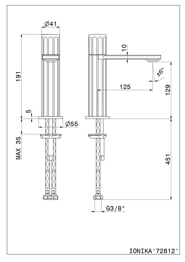 Смеситель для раковины Newform Ionika, H129 мм, однорычажный, на 1 отверстие, без донного клапана, цвет PVD Br. Stainless Steel - изображение 1