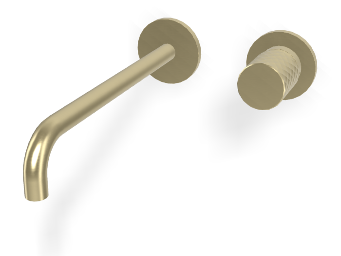 На изображении товар Смеситель для раковины Carlo Frattini Spillo Tech, ручка X Collection, настенный, с донным клапаном Click-Clack, излив 250 мм, внешняя часть, цвет брашированная шампань от официального представителя в Москве