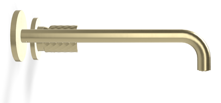 Смеситель для раковины Carlo Frattini Spillo Tech, ручка X Collection, настенный, с донным клапаном Click-Clack, излив 250 мм, внешняя часть, цвет брашированная шампань - изображение 2