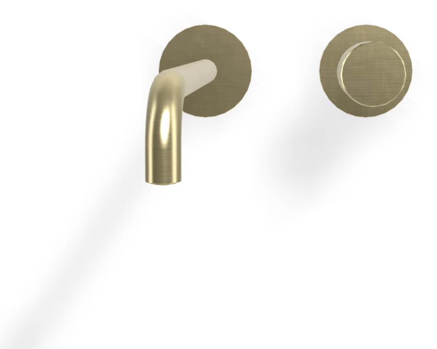 Смеситель для раковины Carlo Frattini Spillo Tech, ручка X Collection, настенный, с донным клапаном Click-Clack, излив 250 мм, внешняя часть, цвет брашированная шампань - изображение 1