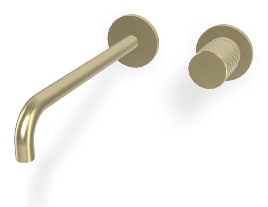 Смеситель для раковины Carlo Frattini Spillo Tech, ручка X Collection, настенный, с донным клапаном Click-Clack, излив 250 мм, внешняя часть, цвет брашированная шампань