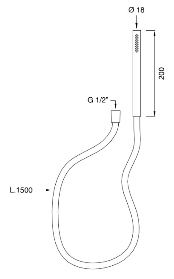 Душевая лейка CeaDesign Showers and brackets, без подключения к воде, 18 мм, шланг в цвете Petroleum Green, сталь, цвет сатинированная сталь - изображение 1