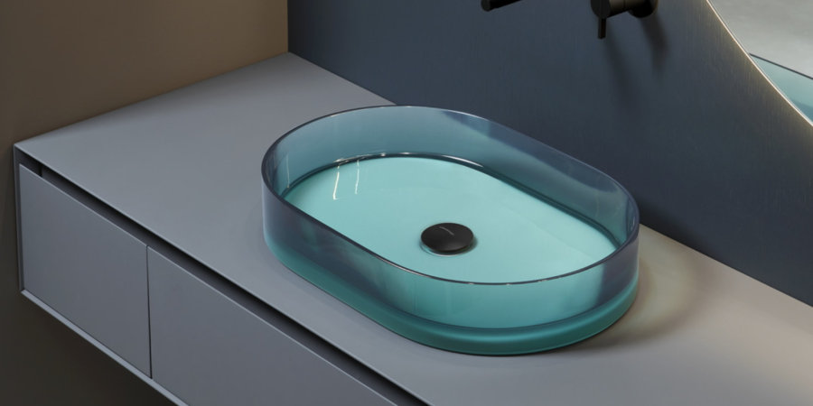 Раковина, Antonio Lupi Nabatei Cristalmood, накладная, 60 x 40 x 10 см, цвет Petrolio - изображение 1