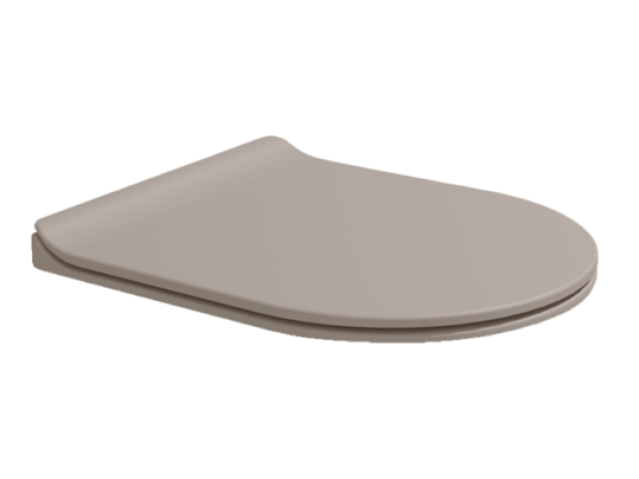 На изображении товар Сиденье для унитаза Flaminia APP Slim, 450х370 мм, быстросъёмное, с механизмом плавного закрывания soft-closing, цвет Argilla от официального представителя в Москве