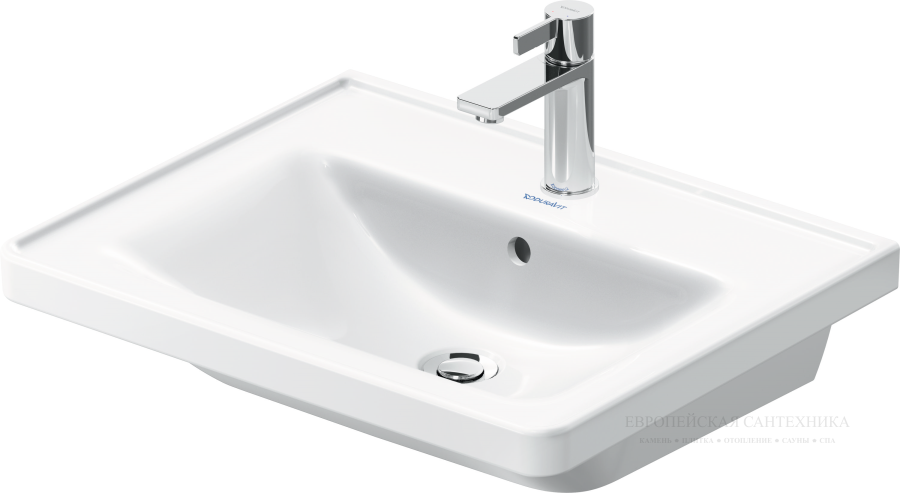 Раковина Duravit D-Neo подвесная, 600х480 мм, с переливом, 1 отверстие под смеситель, цвет белый с покрытием WonderGliss - изображение 1