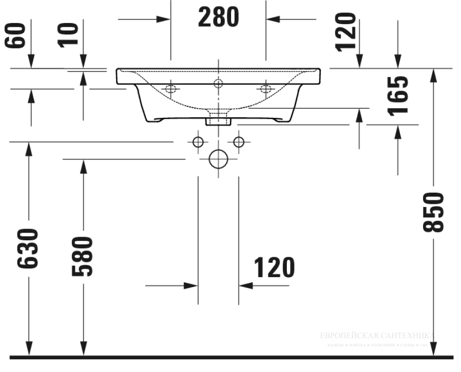 Раковина Duravit D-Neo подвесная, 600х480 мм, с переливом, 1 отверстие под смеситель, цвет белый с покрытием WonderGliss - изображение 9