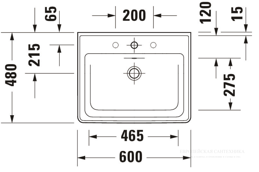 Раковина Duravit D-Neo подвесная, 600х480 мм, с переливом, 1 отверстие под смеситель, цвет белый с покрытием WonderGliss - изображение 7