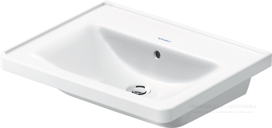 Раковина Duravit D-Neo подвесная, 600х480 мм, с переливом, 1 отверстие под смеситель, цвет белый с покрытием WonderGliss