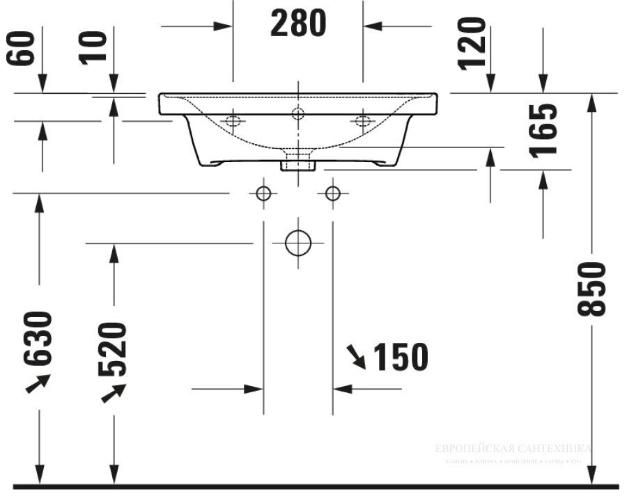 Раковина Duravit D-Neo подвесная, 600х480 мм, с переливом, 1 отверстие под смеситель, цвет белый с покрытием WonderGliss - изображение 8